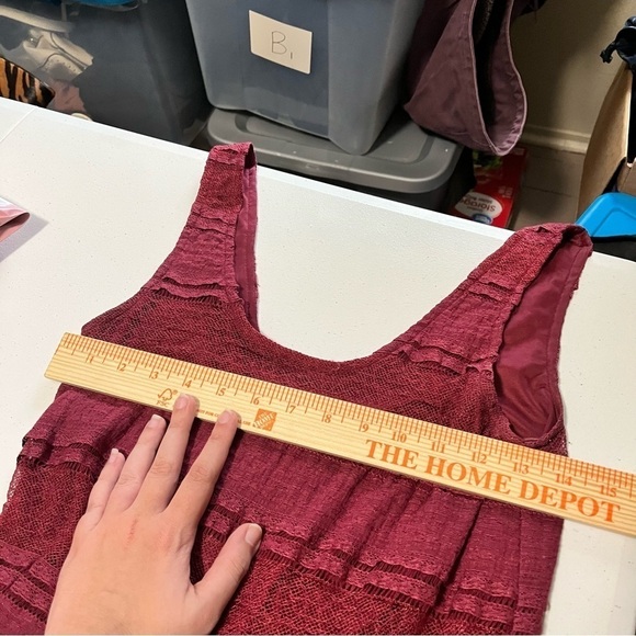 Ganni Maroon Red Lace Peplum Tank Top Small M2 - Picture 4 of 11